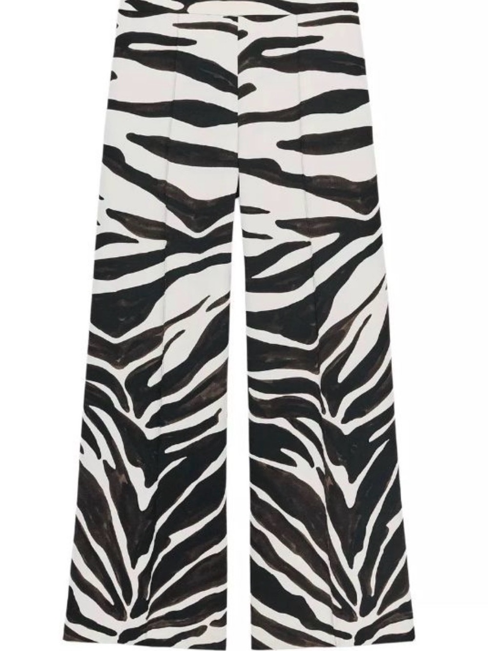 Zara Black & White Zebra-Print Wide Leg Trousers